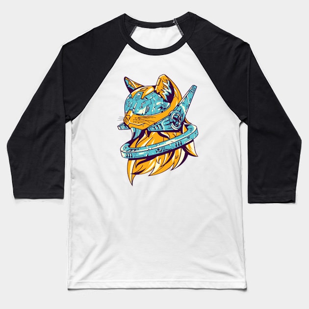 Space Cat Miaw Baseball T-Shirt by WonBerland